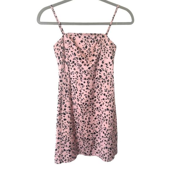 Pink Cheetah Silky y2k Style Mini Dress - Picture 1 of 9